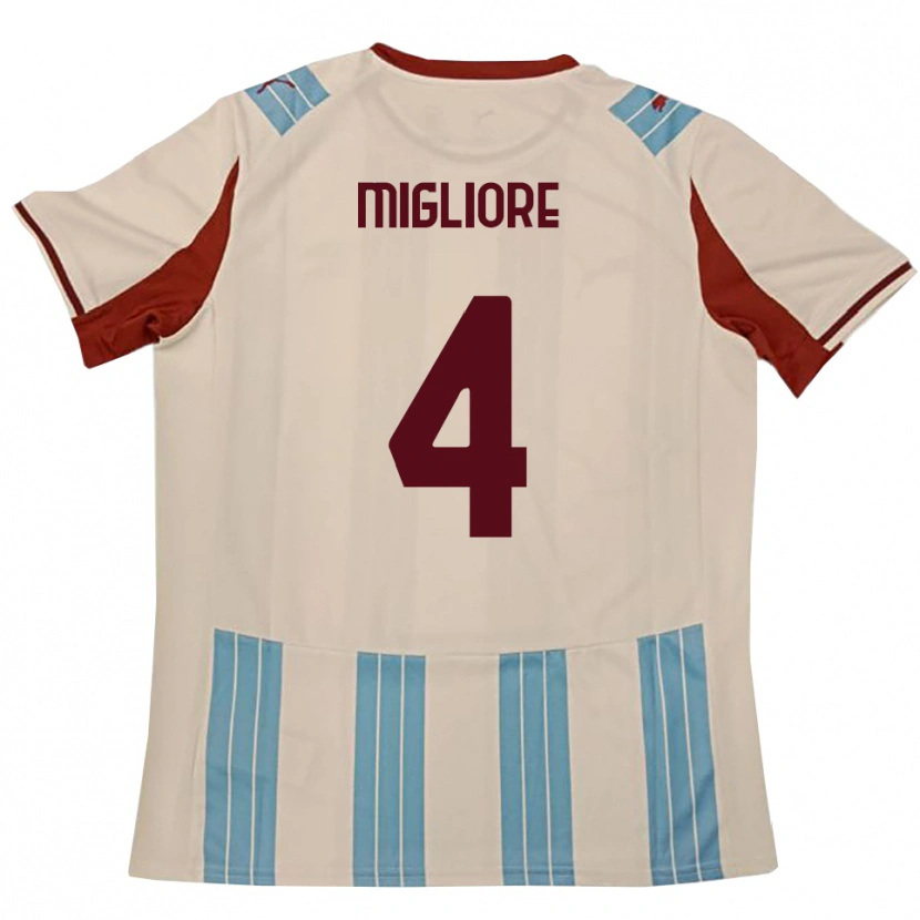 Danxen Kinder Lorenzo Migliore #4 Himmelblau Weiß Auswärtstrikot Trikot 2025/26 T-Shirt