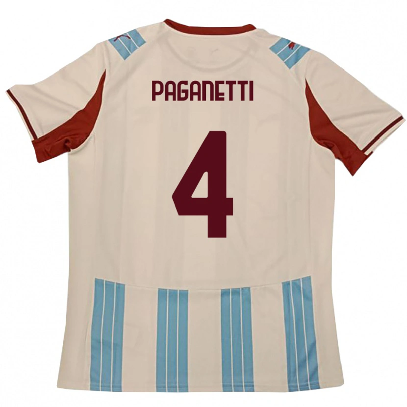 Danxen Kinder Giacomo Paganetti #4 Himmelblau Weiß Auswärtstrikot Trikot 2025/26 T-Shirt
