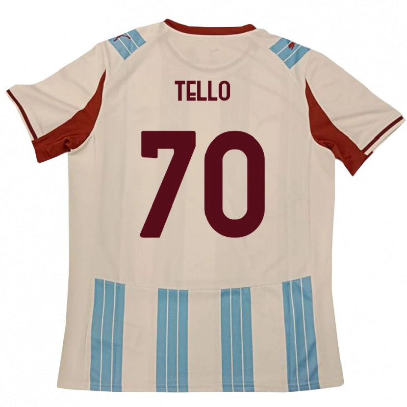 Danxen Kinder Andrés Tello #70 Himmelblau Weiß Auswärtstrikot Trikot 2025/26 T-Shirt