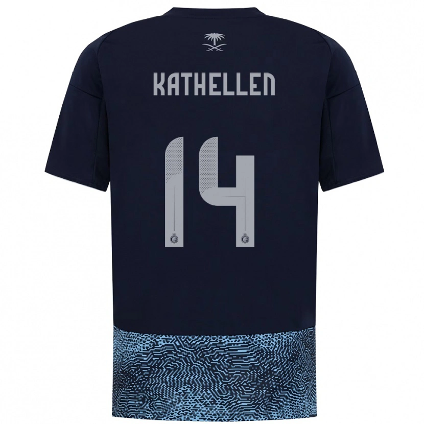 Danxen Kinder Kathellen Sousa Feitoza #14 Marineblau Himmelblau Auswärtstrikot Trikot 2025/26 T-Shirt
