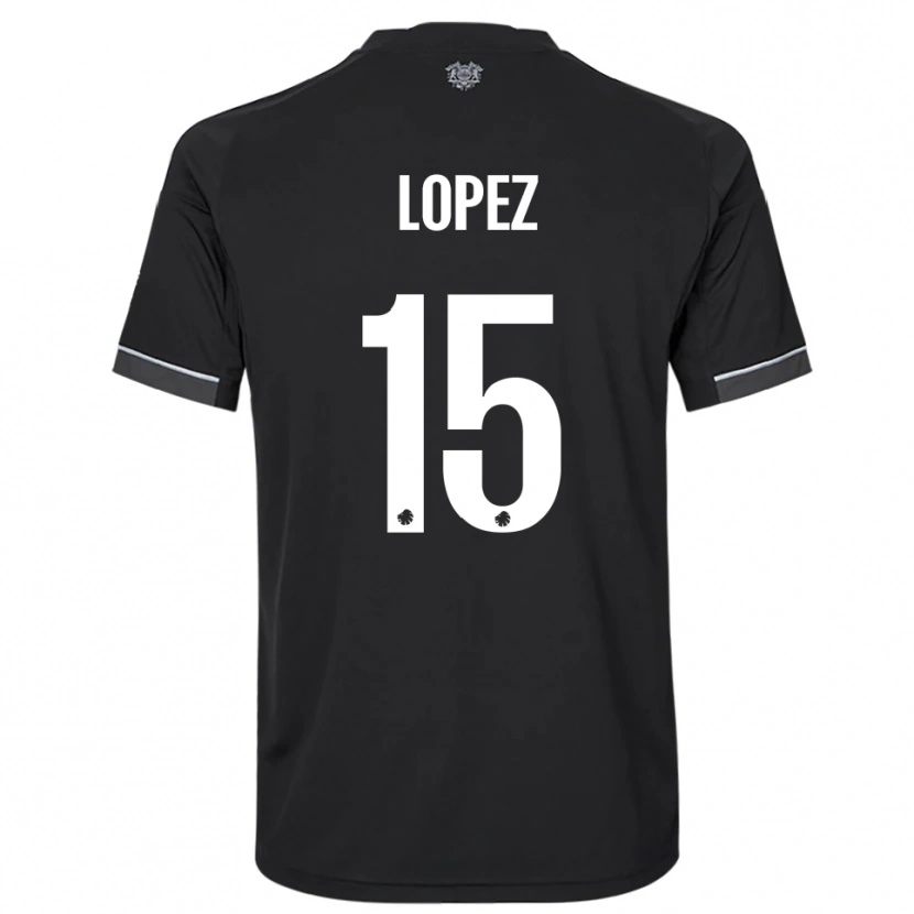 Danxen Kinder Marcos López #15 Schwarz Weiß Auswärtstrikot Trikot 2025/26 T-Shirt