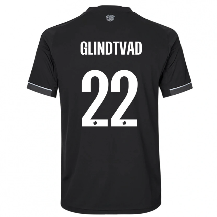 Danxen Kinder William Glindtvad #22 Schwarz Weiß Auswärtstrikot Trikot 2025/26 T-Shirt