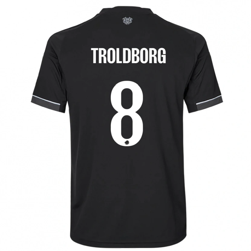Danxen Kinder Frederikke Troldborg #8 Schwarz Weiß Auswärtstrikot Trikot 2025/26 T-Shirt