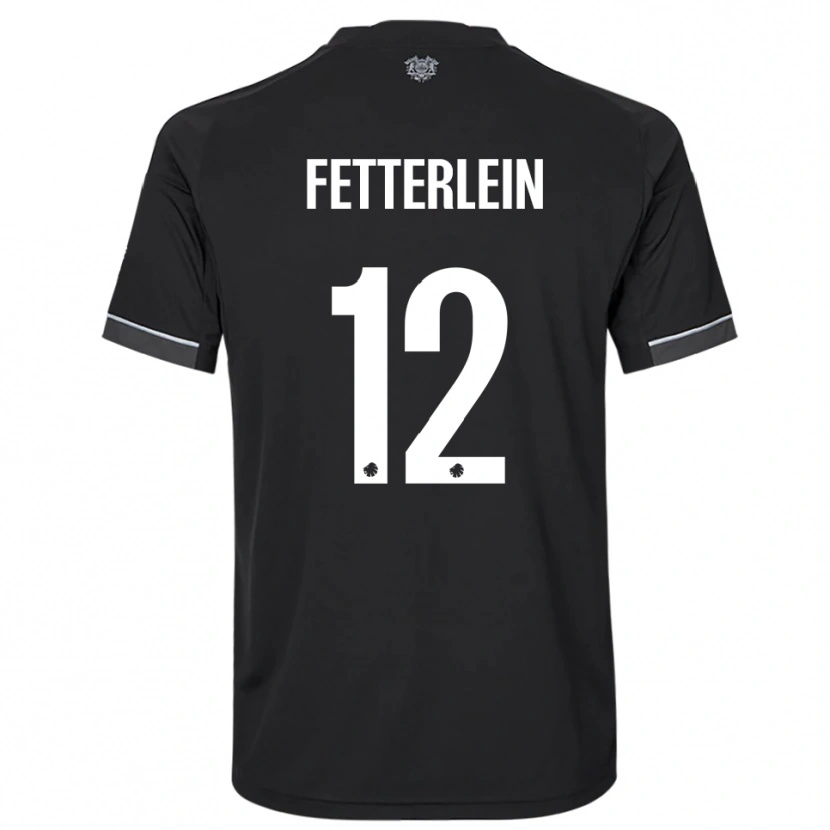 Danxen Kinder Sean Fetterlein #12 Schwarz Weiß Auswärtstrikot Trikot 2025/26 T-Shirt