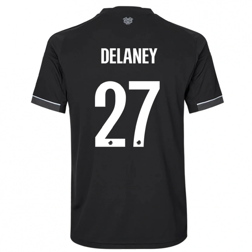 Danxen Kinder Thomas Delaney #27 Schwarz Weiß Auswärtstrikot Trikot 2025/26 T-Shirt