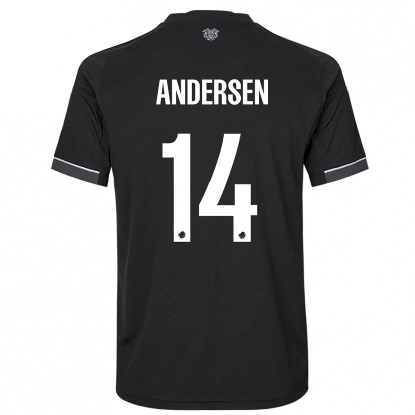 Danxen Kinder Svava Andersen #14 Schwarz Weiß Auswärtstrikot Trikot 2025/26 T-Shirt
