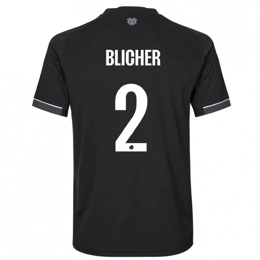 Danxen Kinder Nicolai Blicher #2 Schwarz Weiß Auswärtstrikot Trikot 2025/26 T-Shirt