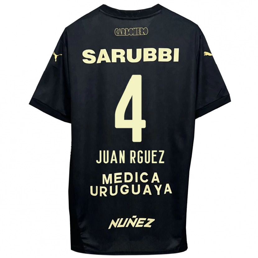 Danxen Kinder Juan Rodríguez #4 Schwarz Gold Auswärtstrikot Trikot 2025/26 T-Shirt