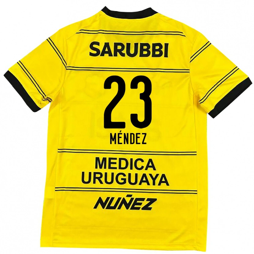 Danxen Kinder Javier Méndez #23 Schwarz Gold Auswärtstrikot Trikot 2025/26 T-Shirt