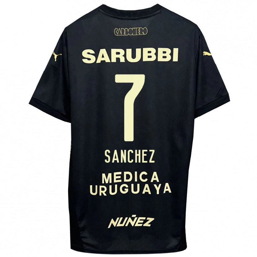 Danxen Kinder Carlos Sánchez #7 Schwarz Gold Auswärtstrikot Trikot 2025/26 T-Shirt