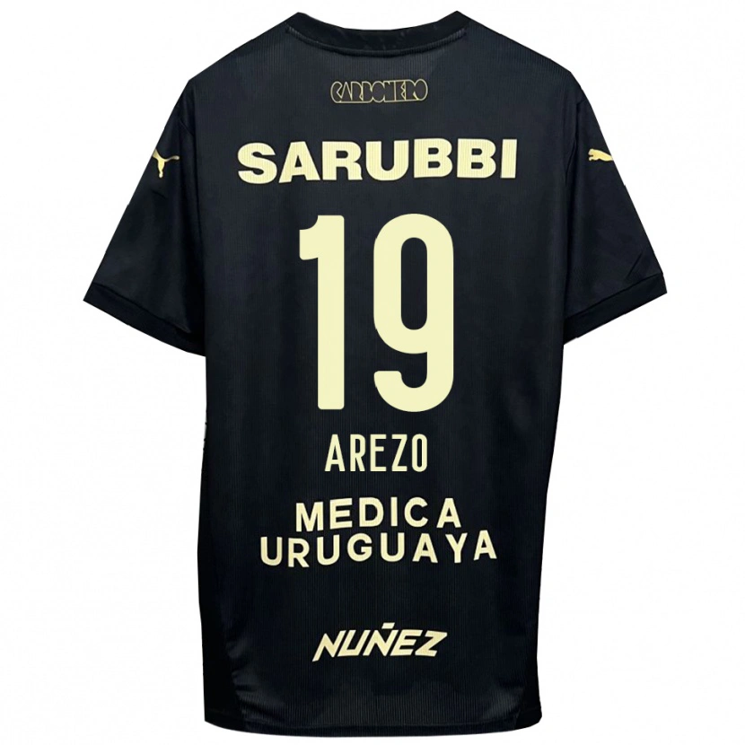 Danxen Kinder Matías Arezo #19 Schwarz Gold Auswärtstrikot Trikot 2025/26 T-Shirt