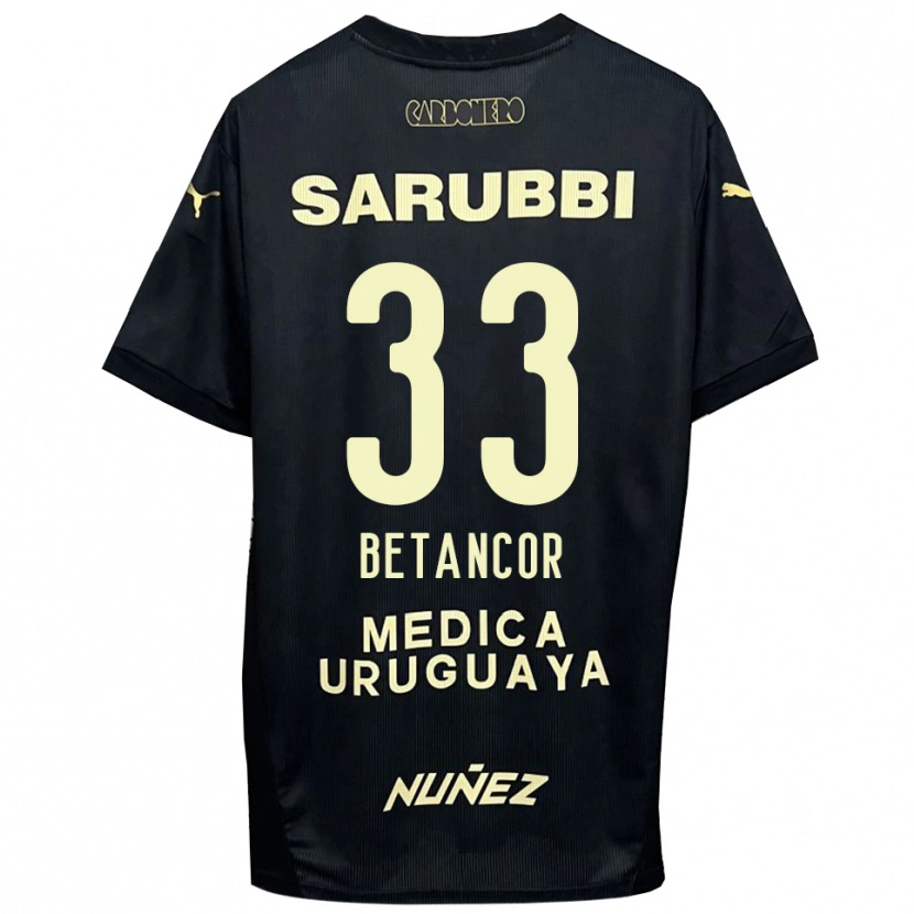Danxen Kinder Bruno Betancor #33 Schwarz Gold Auswärtstrikot Trikot 2025/26 T-Shirt