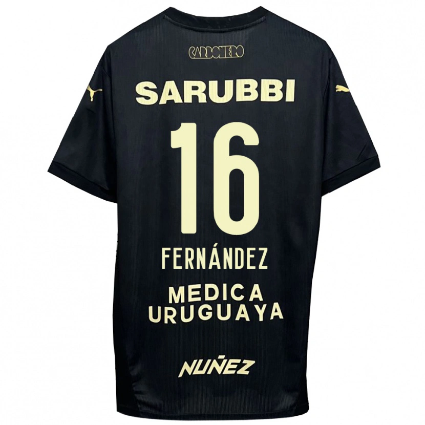 Danxen Kinder Adrián Fernández #16 Schwarz Gold Auswärtstrikot Trikot 2025/26 T-Shirt
