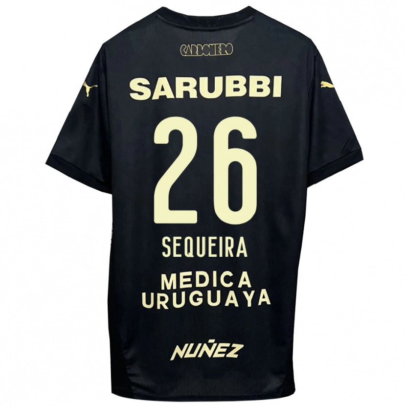Danxen Kinder Leonardo Sequeira #26 Schwarz Gold Auswärtstrikot Trikot 2025/26 T-Shirt