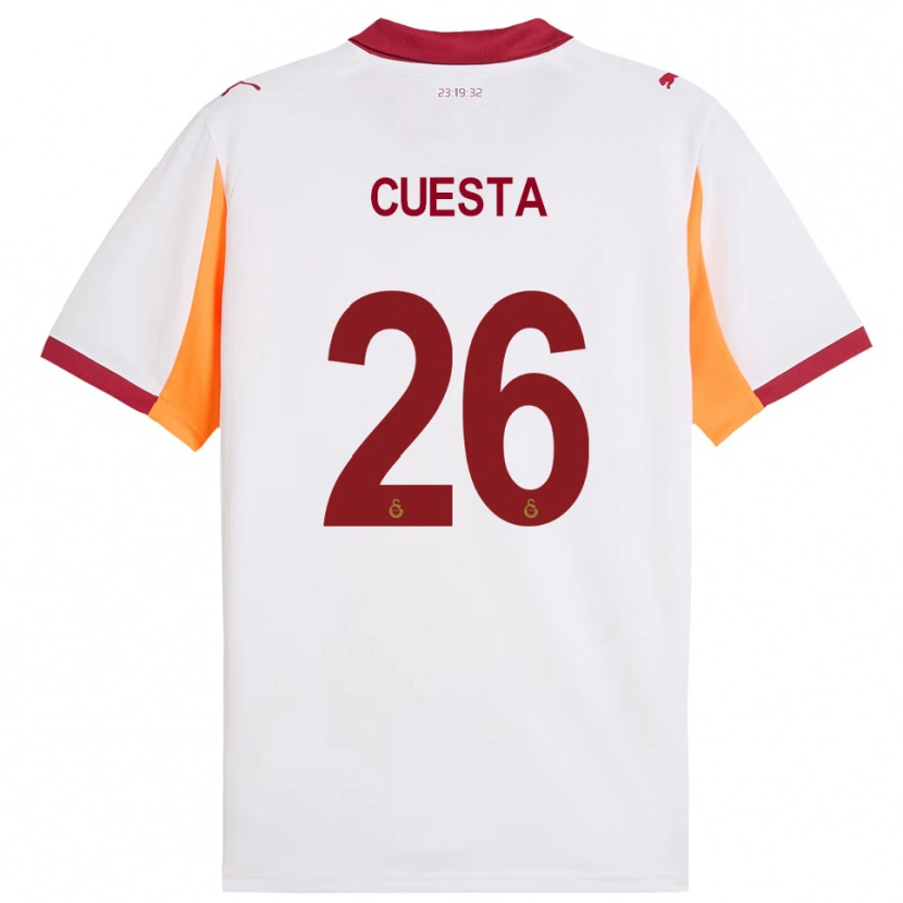 Danxen Kinder Carlos Cuesta #26 Weiß Rot Auswärtstrikot Trikot 2025/26 T-Shirt