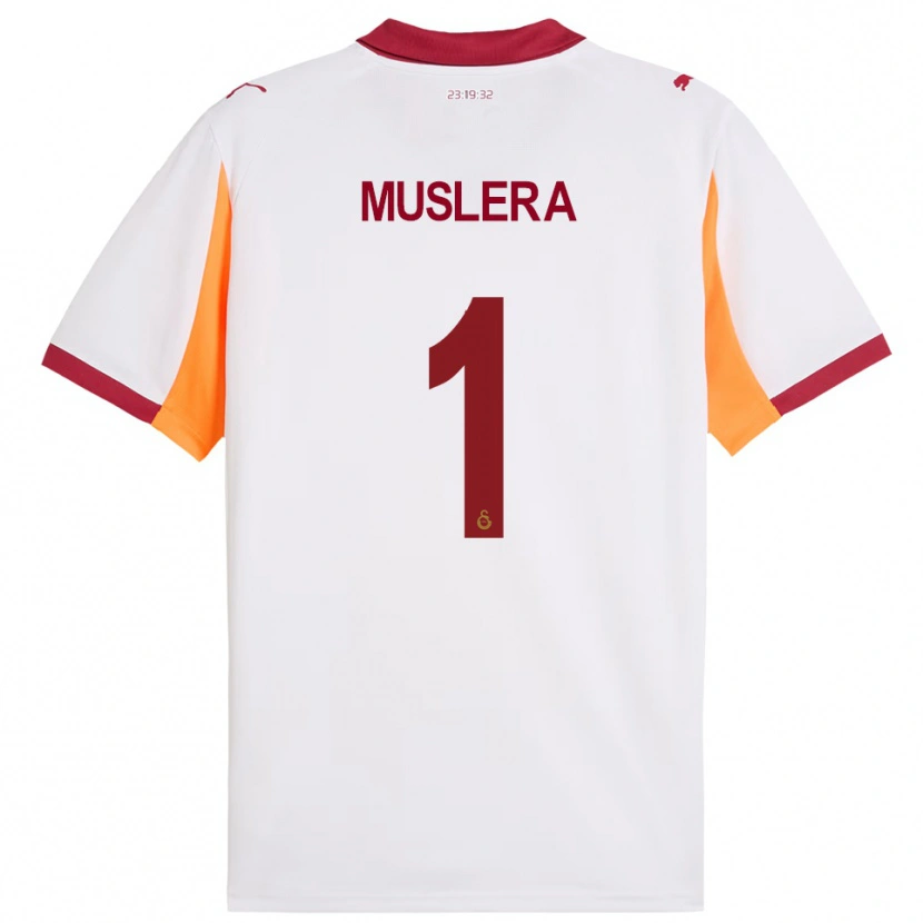 Danxen Kinder Fernando Muslera #1 Weiß Rot Auswärtstrikot Trikot 2025/26 T-Shirt