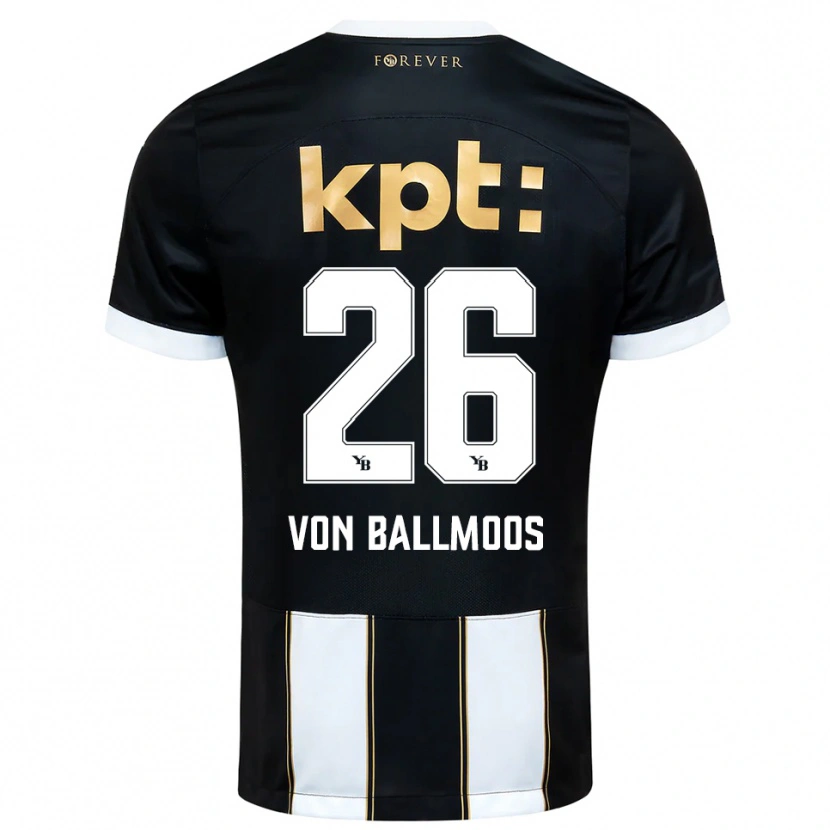 Danxen Kinder David Von Ballmoos #26 Schwarz Weiß Auswärtstrikot Trikot 2025/26 T-Shirt