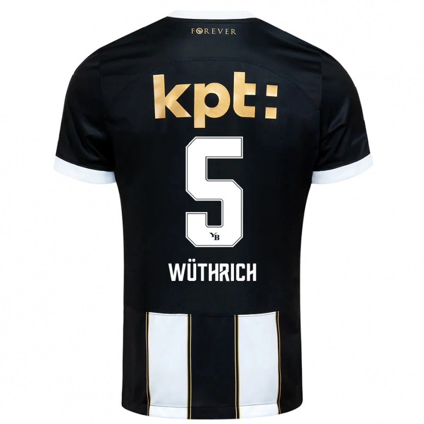 Danxen Kinder Gregory Wüthrich #5 Schwarz Weiß Auswärtstrikot Trikot 2025/26 T-Shirt