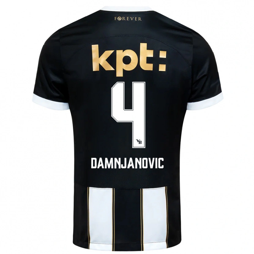 Danxen Kinder Lazar Damnjanovic #4 Schwarz Weiß Auswärtstrikot Trikot 2025/26 T-Shirt