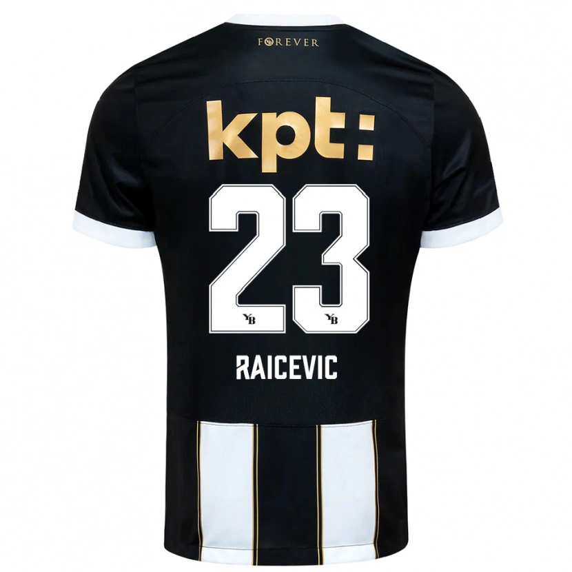 Danxen Kinder Stevan Raicevic #23 Schwarz Weiß Auswärtstrikot Trikot 2025/26 T-Shirt