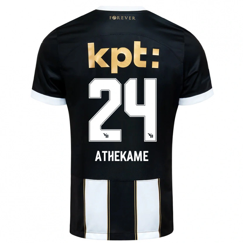 Danxen Kinder Zachary Athekame #24 Schwarz Weiß Auswärtstrikot Trikot 2025/26 T-Shirt