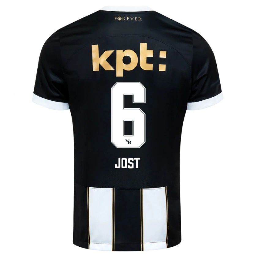 Danxen Kinder Tristan Jost #6 Schwarz Weiß Auswärtstrikot Trikot 2025/26 T-Shirt