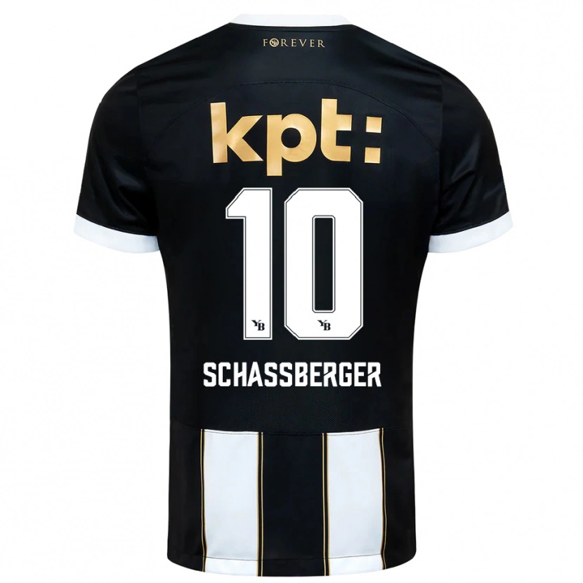 Danxen Kinder Julia Schassberger #10 Schwarz Weiß Auswärtstrikot Trikot 2025/26 T-Shirt