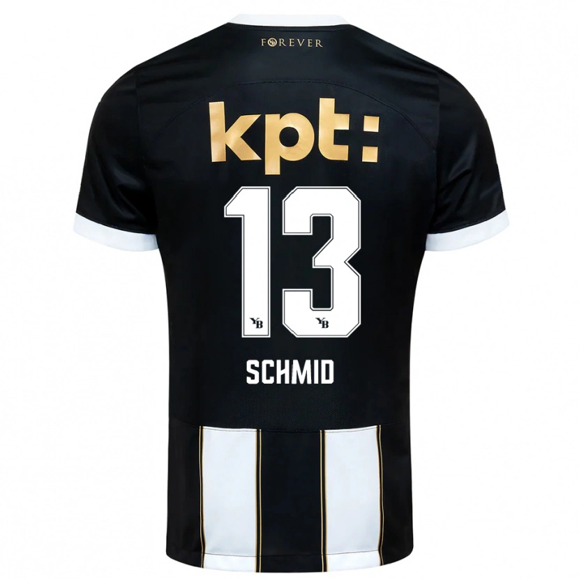 Danxen Kinder Benjamin Schmid #13 Schwarz Weiß Auswärtstrikot Trikot 2025/26 T-Shirt