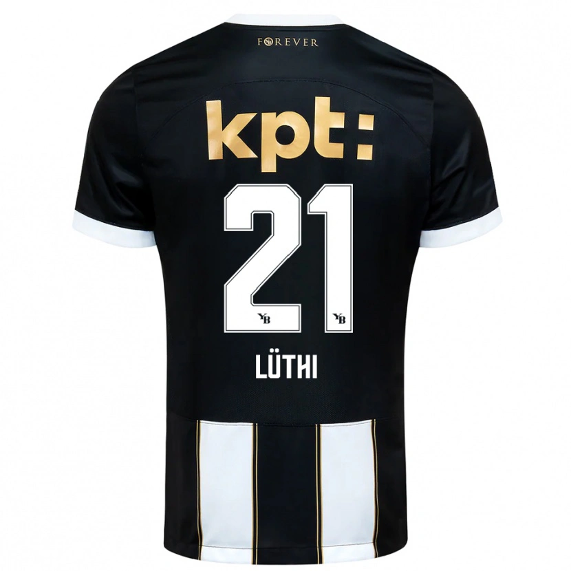 Danxen Kinder Janis Lüthi #21 Schwarz Weiß Auswärtstrikot Trikot 2025/26 T-Shirt