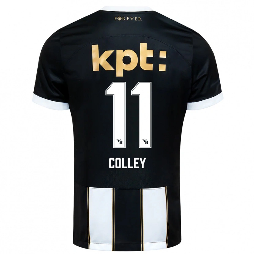 Danxen Kinder Ebrima Colley #11 Schwarz Weiß Auswärtstrikot Trikot 2025/26 T-Shirt
