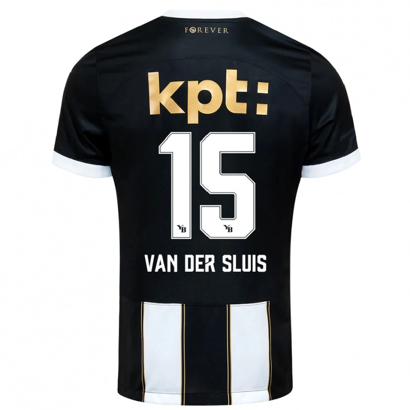 Danxen Kinder Gennaro Van Der Sluis #15 Schwarz Weiß Auswärtstrikot Trikot 2025/26 T-Shirt