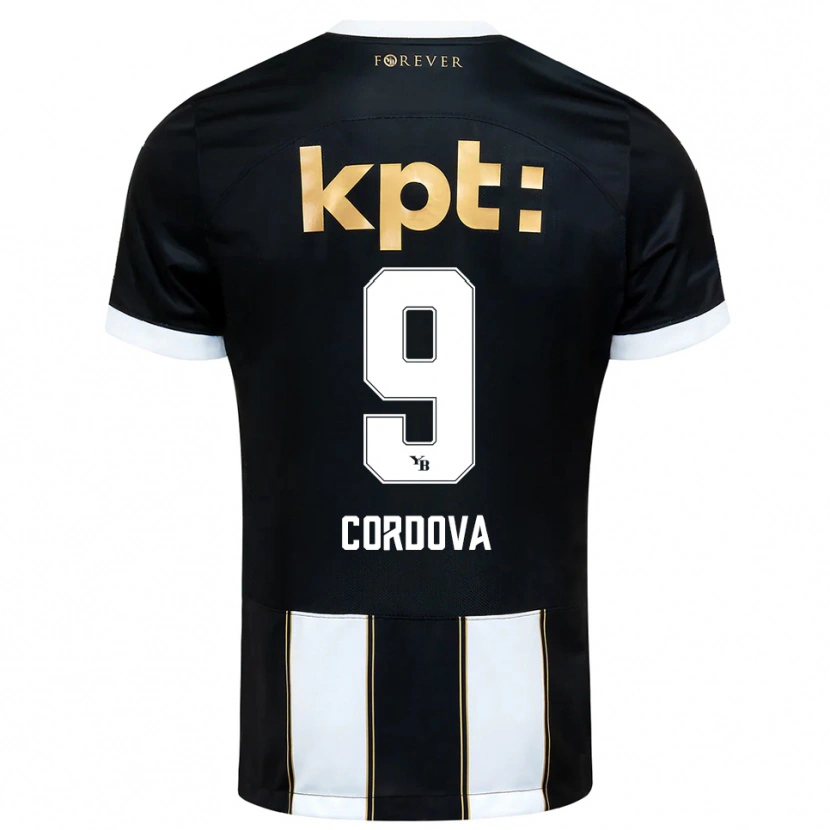 Danxen Kinder Sergio Córdova #9 Schwarz Weiß Auswärtstrikot Trikot 2025/26 T-Shirt