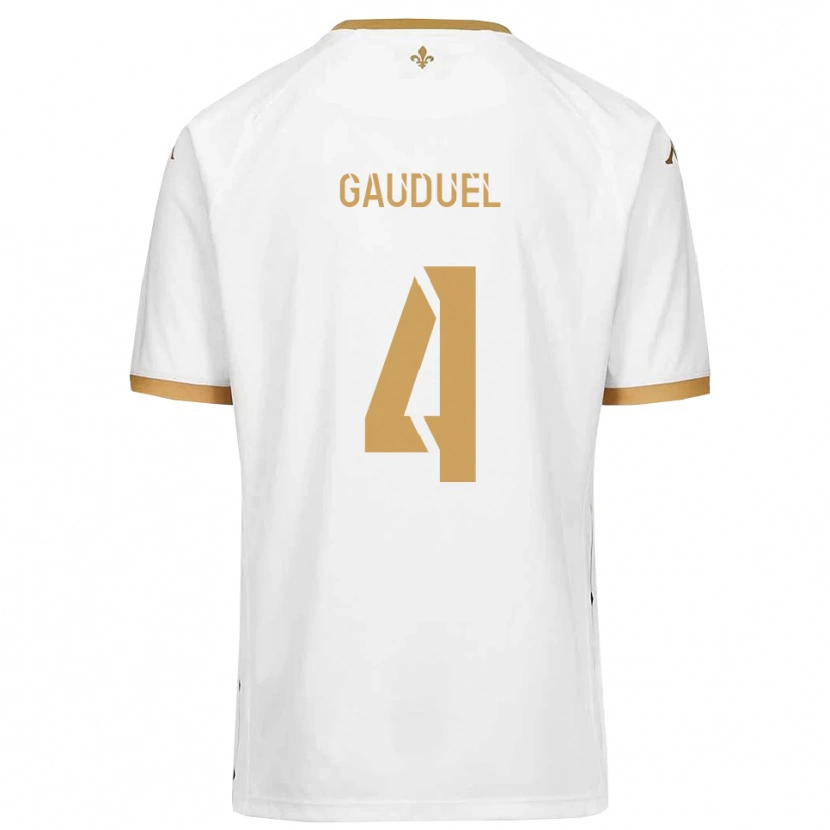 Danxen Kinder Sacha Gauduel #4 Weiß Gold Auswärtstrikot Trikot 2025/26 T-Shirt