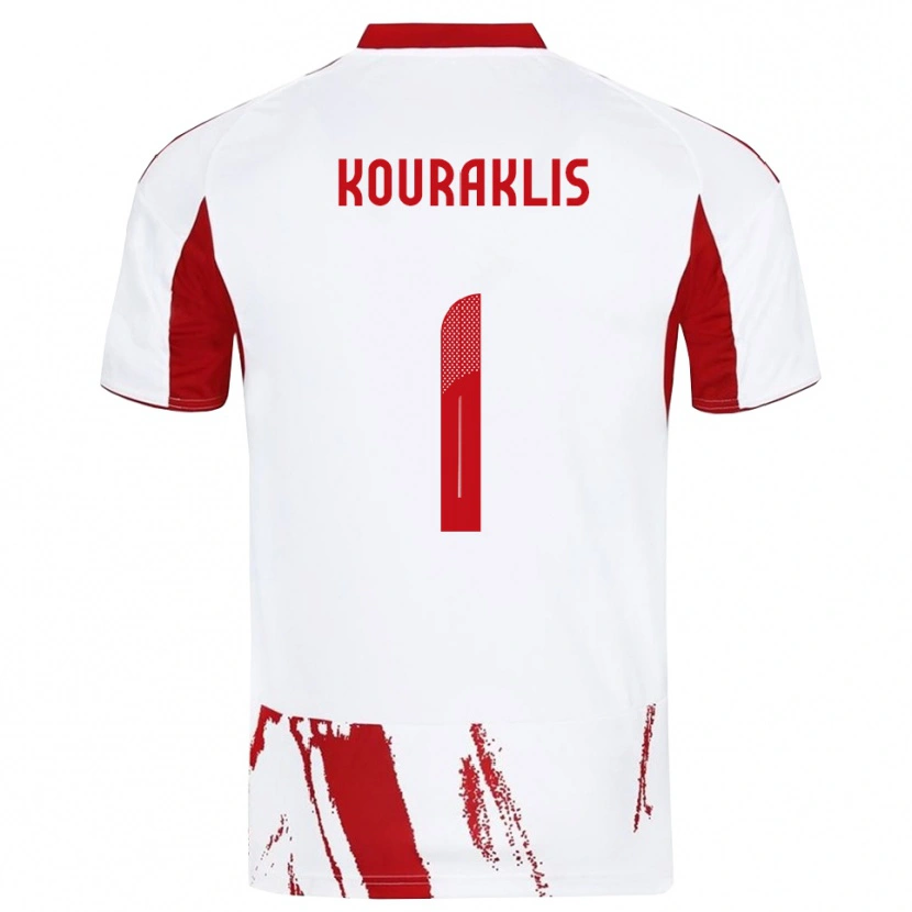 Danxen Kinder Georgios Kouraklis #1 Weiß Rot Auswärtstrikot Trikot 2025/26 T-Shirt