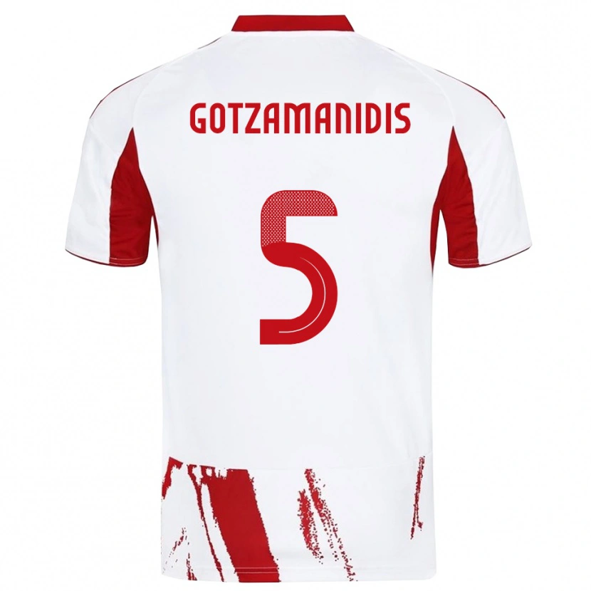 Danxen Kinder Nikolaos Gotzamanidis #5 Weiß Rot Auswärtstrikot Trikot 2025/26 T-Shirt