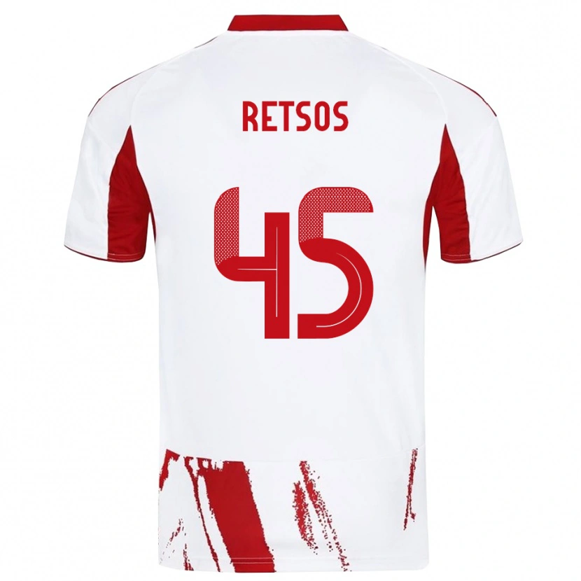 Danxen Kinder Panagiotis Retsos #45 Weiß Rot Auswärtstrikot Trikot 2025/26 T-Shirt
