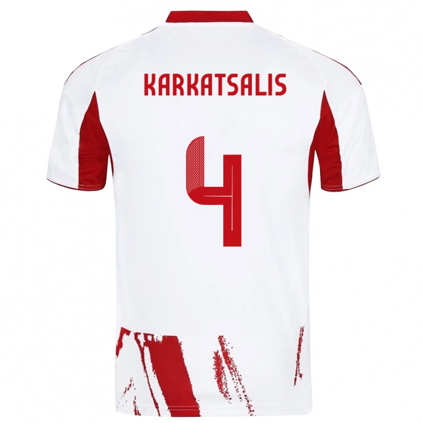 Danxen Kinder Vasilios Karkatsalis #4 Weiß Rot Auswärtstrikot Trikot 2025/26 T-Shirt