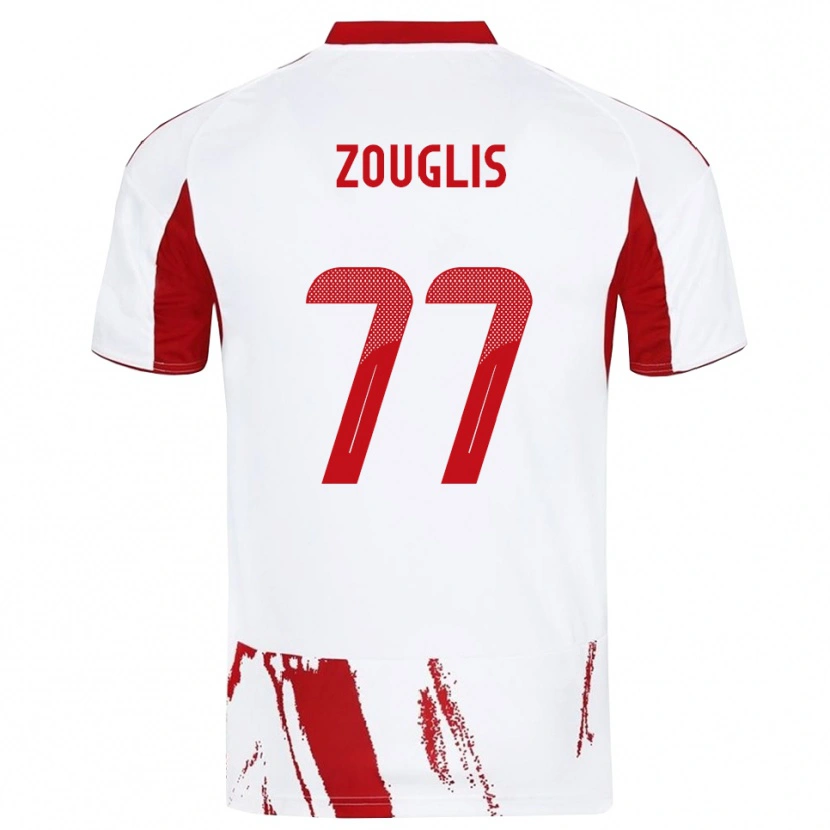 Danxen Kinder Nikolaos Zouglis #77 Weiß Rot Auswärtstrikot Trikot 2025/26 T-Shirt