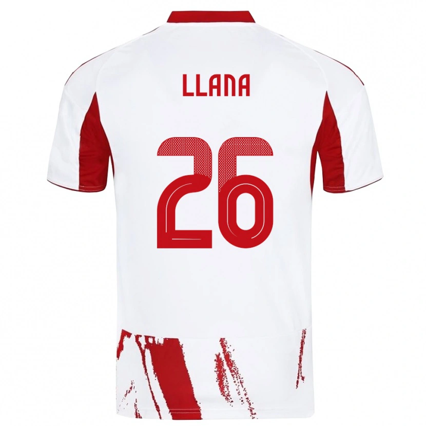 Danxen Kinder Andreas Llana #26 Weiß Rot Auswärtstrikot Trikot 2025/26 T-Shirt
