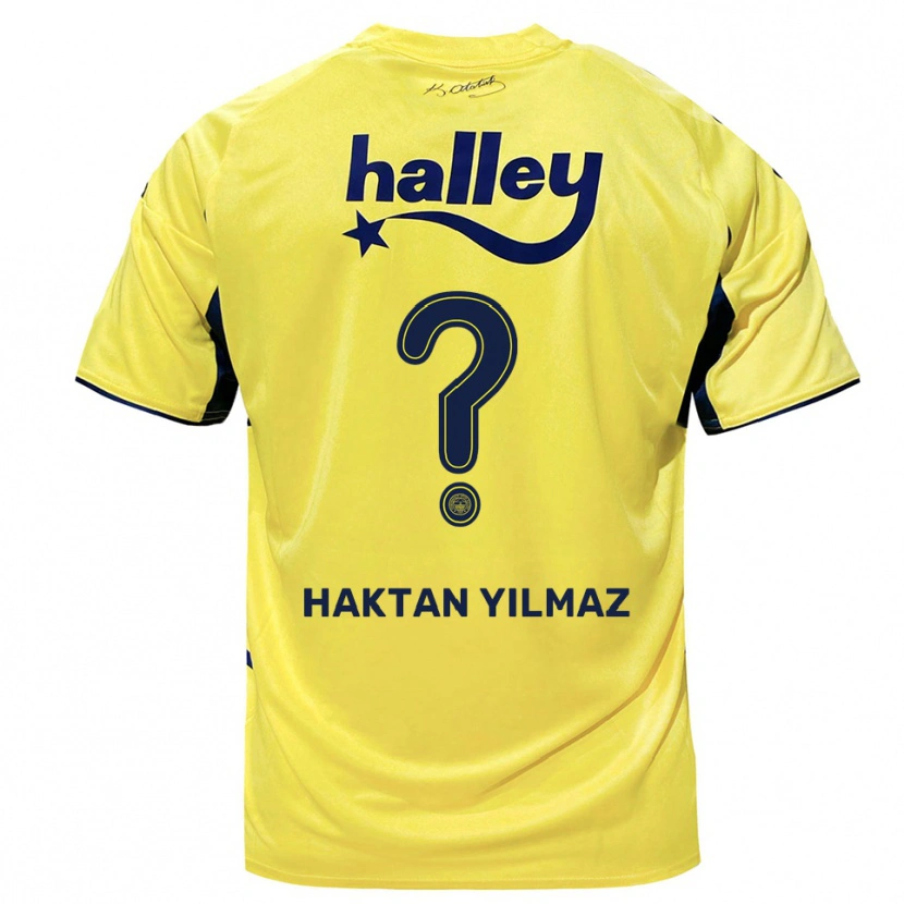 Danxen Kinder Haktan Yılmaz #0 Gelb Marineblau Auswärtstrikot Trikot 2025/26 T-Shirt