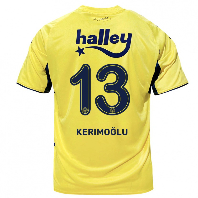 Danxen Kinder Zeynep Kerimoğlu #13 Gelb Marineblau Auswärtstrikot Trikot 2025/26 T-Shirt