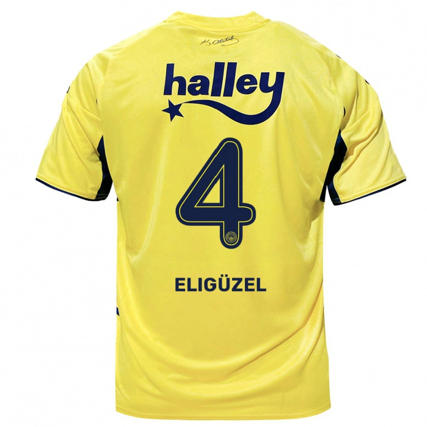 Danxen Kinder Boran Eligüzel #4 Gelb Marineblau Auswärtstrikot Trikot 2025/26 T-Shirt