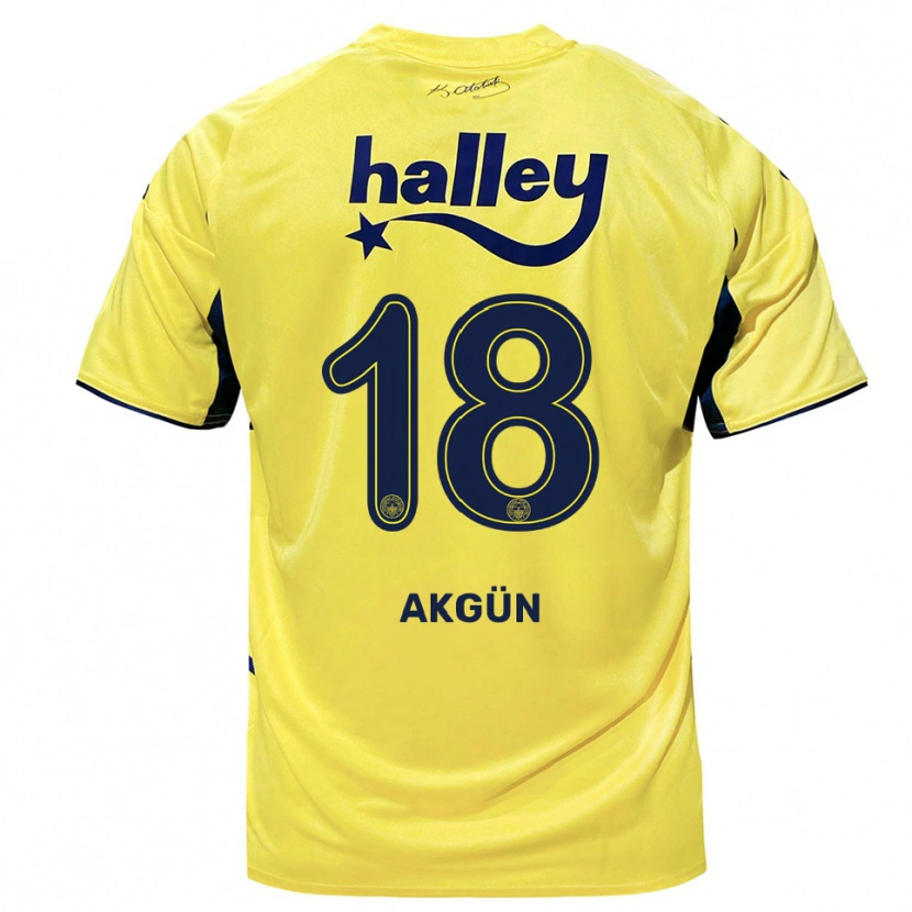 Danxen Kinder Arda Akgün #18 Gelb Marineblau Auswärtstrikot Trikot 2025/26 T-Shirt