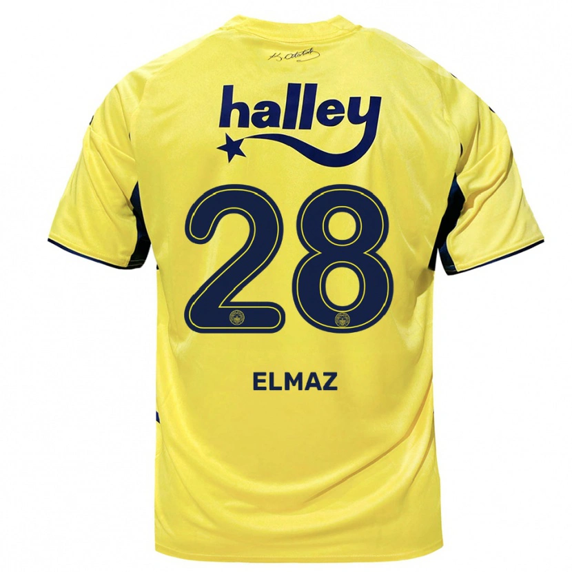 Danxen Kinder Bartuğ Elmaz #28 Gelb Marineblau Auswärtstrikot Trikot 2025/26 T-Shirt