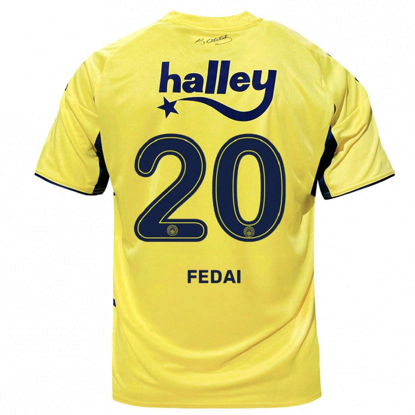 Danxen Kinder Çağrı Fedai #20 Gelb Marineblau Auswärtstrikot Trikot 2025/26 T-Shirt