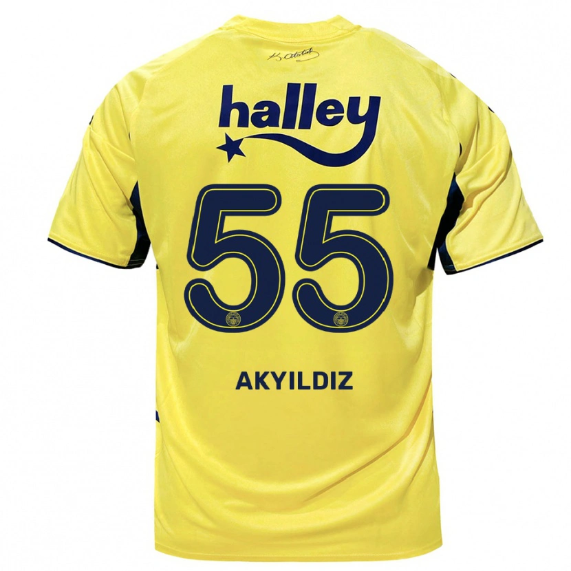 Danxen Kinder Mustafa Akyıldız #55 Gelb Marineblau Auswärtstrikot Trikot 2025/26 T-Shirt