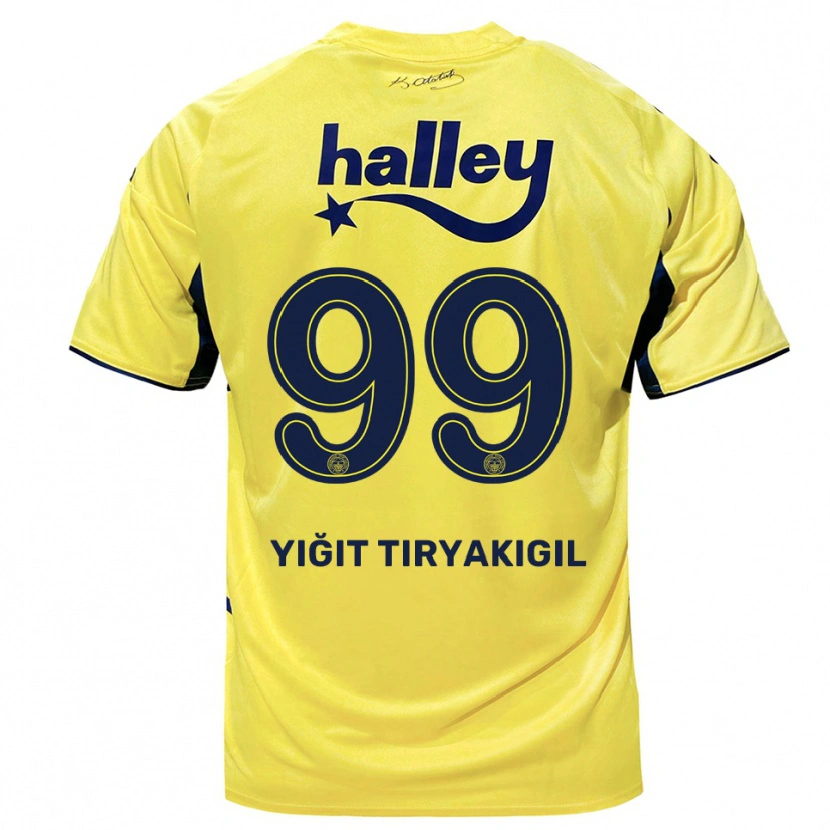 Danxen Kinder Ömer Yiğit Tiryakigil #99 Gelb Marineblau Auswärtstrikot Trikot 2025/26 T-Shirt