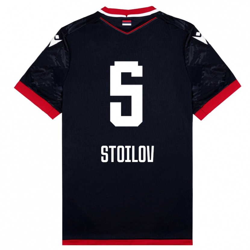 Danxen Kinder Riste Stoilov #5 Schwarz Rot Auswärtstrikot Trikot 2025/26 T-Shirt