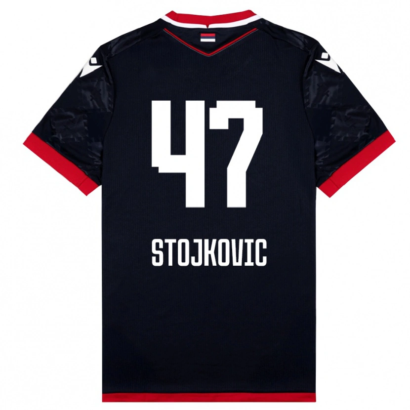 Danxen Kinder Strahinja Stojkovic #47 Schwarz Rot Auswärtstrikot Trikot 2025/26 T-Shirt