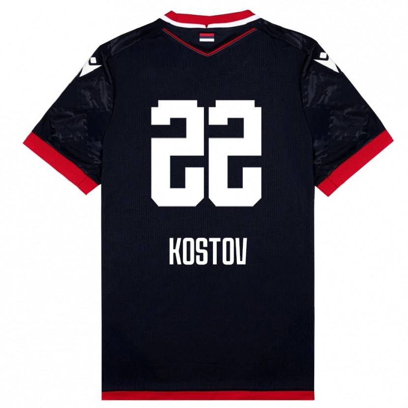 Danxen Kinder Vasilije Kostov #22 Schwarz Rot Auswärtstrikot Trikot 2025/26 T-Shirt